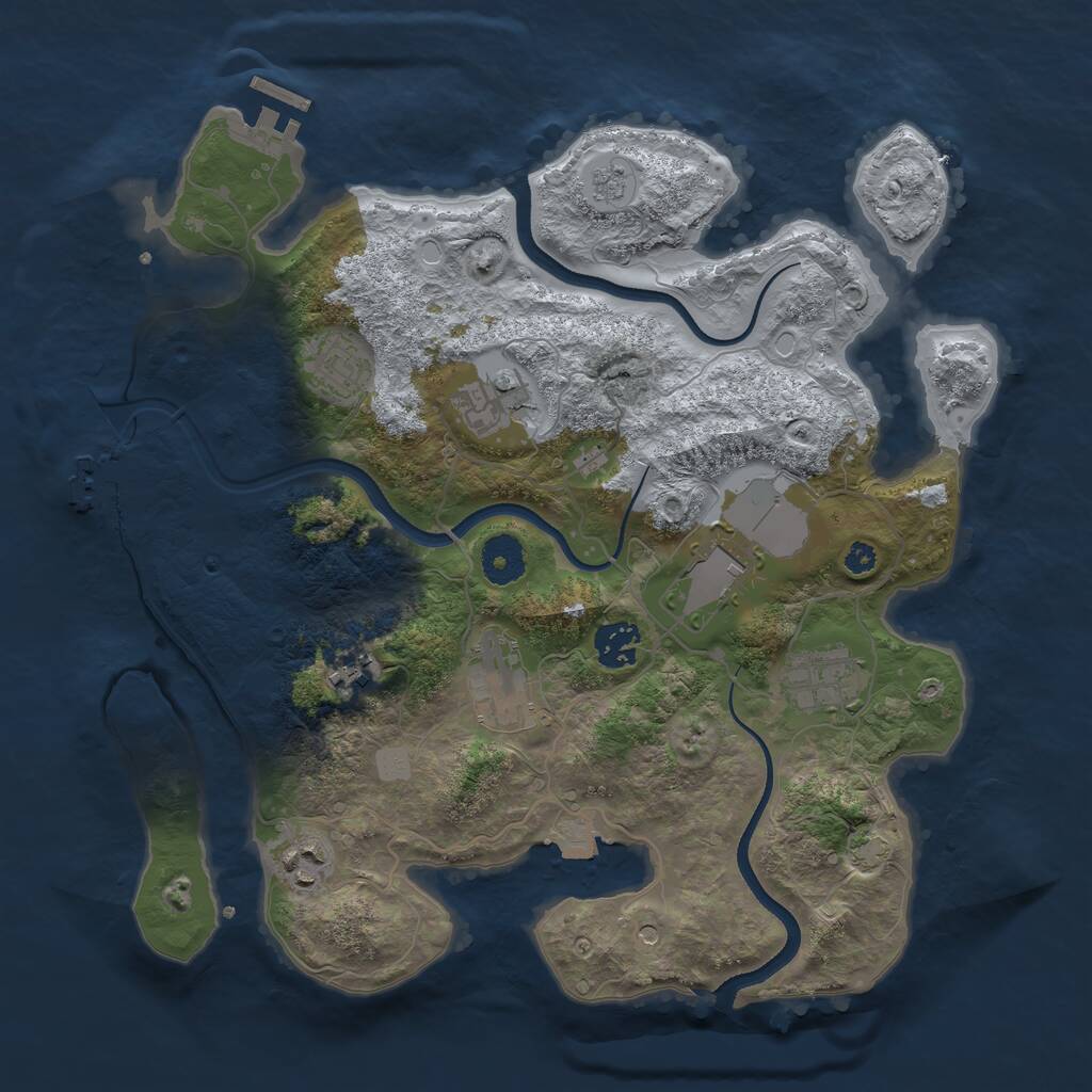Rust Map: Procedural Map, Size: 3500, Seed: 1974610880, 14 Monuments