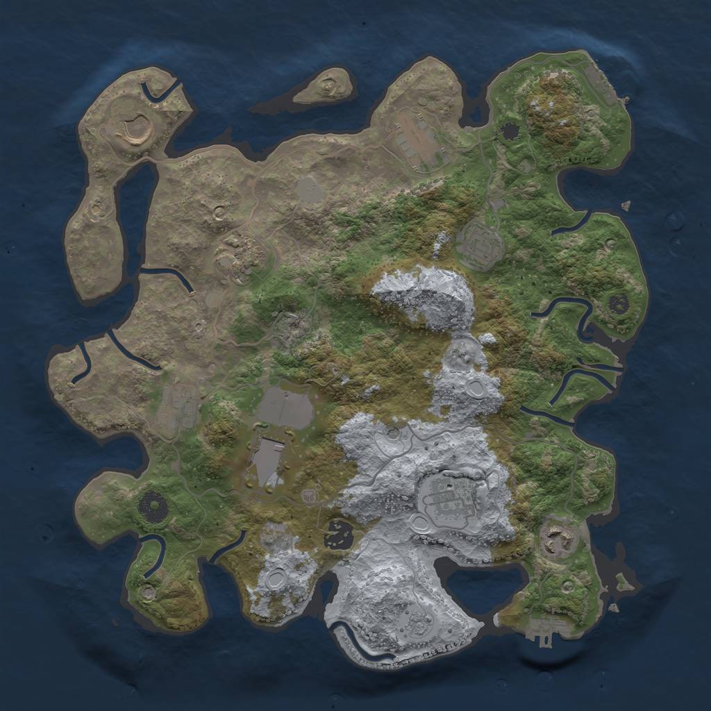 Rust Map: Procedural Map, Size: 3500, Seed: 689454746, 16 Monuments