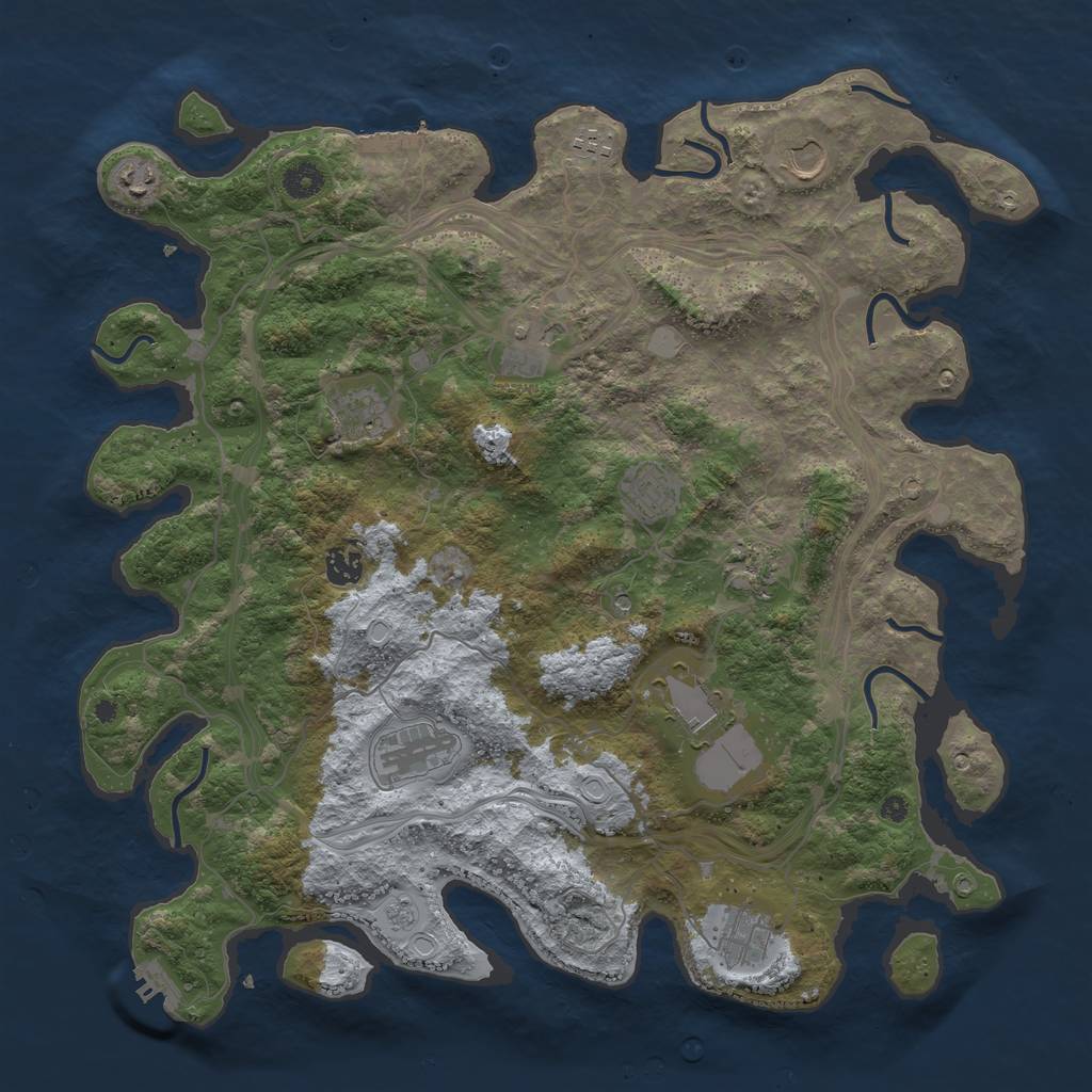 Rust Map: Procedural Map, Size: 4250, Seed: 1052877411, 18 Monuments