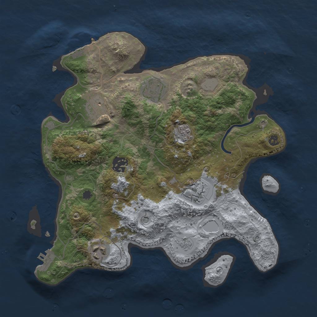 Rust Map: Procedural Map, Size: 3000, Seed: 63911, 13 Monuments