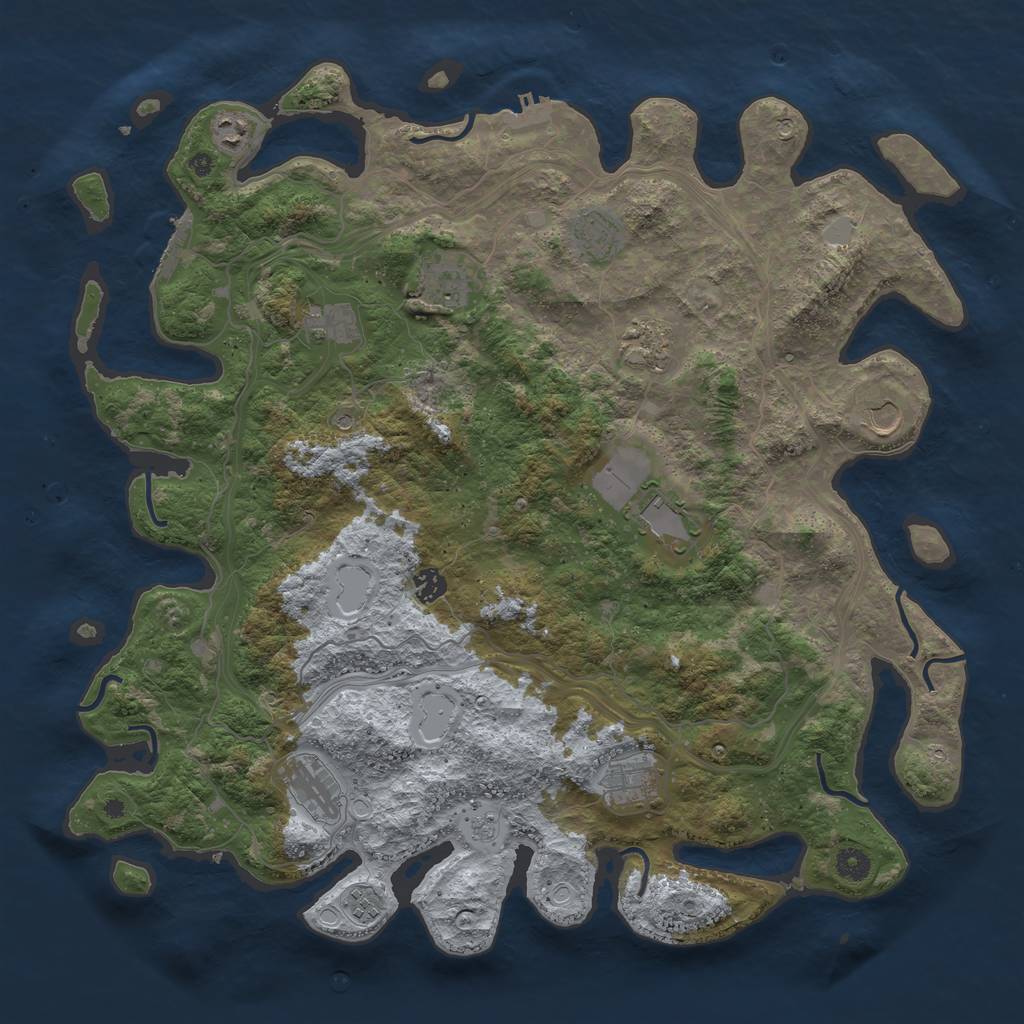 Rust Map: Procedural Map, Size: 4500, Seed: 585962797, 18 Monuments