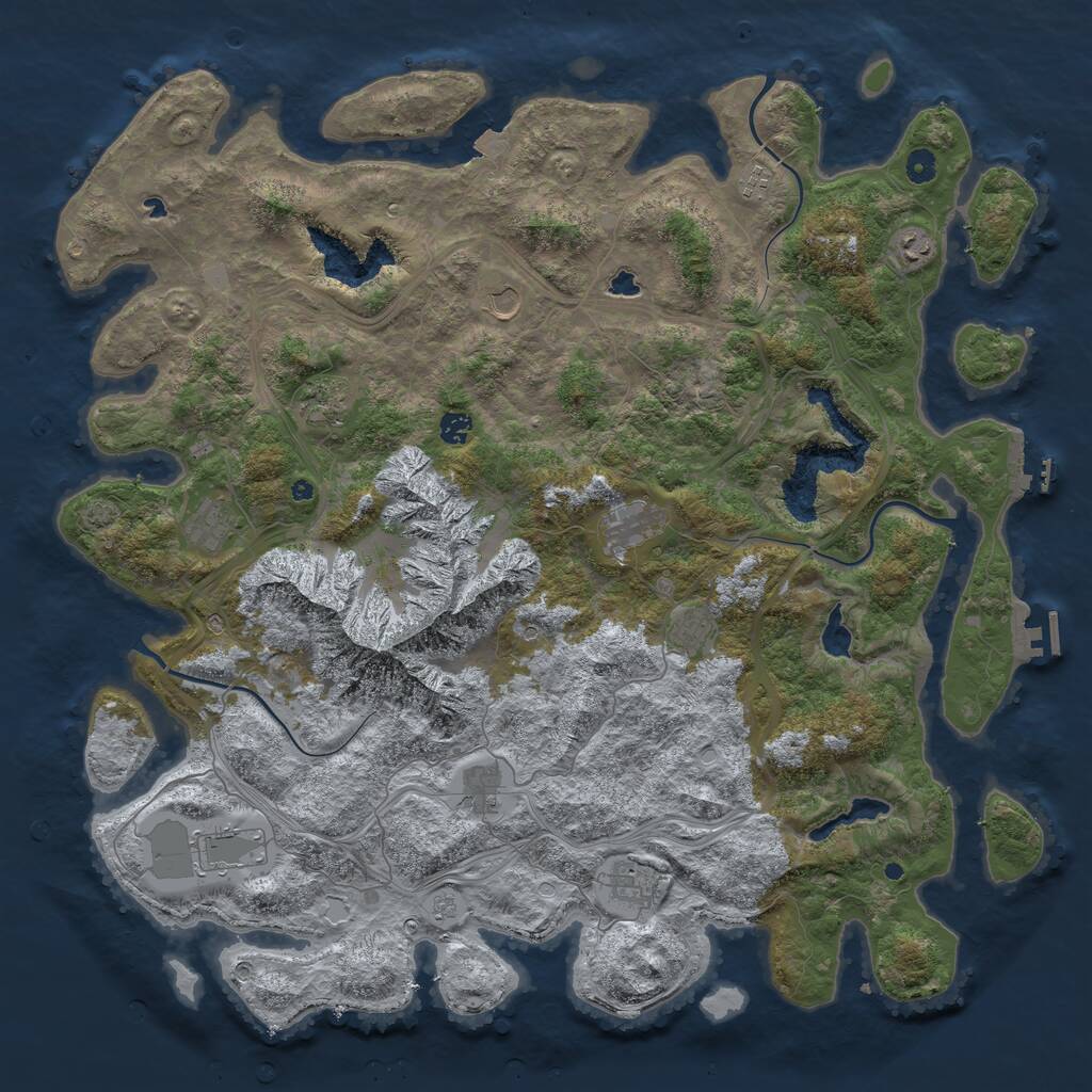 Rust Map: Procedural Map, Size: 5000, Seed: 1347535533, 17 Monuments