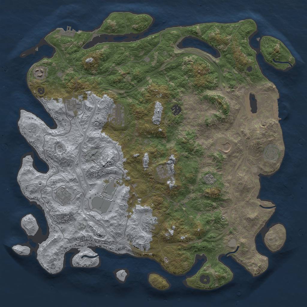 Rust Map: Procedural Map, Size: 4500, Seed: 1825977116, 18 Monuments