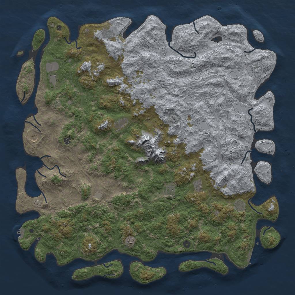 Rust Map: Procedural Map, Size: 6000, Seed: 2345455, 18 Monuments