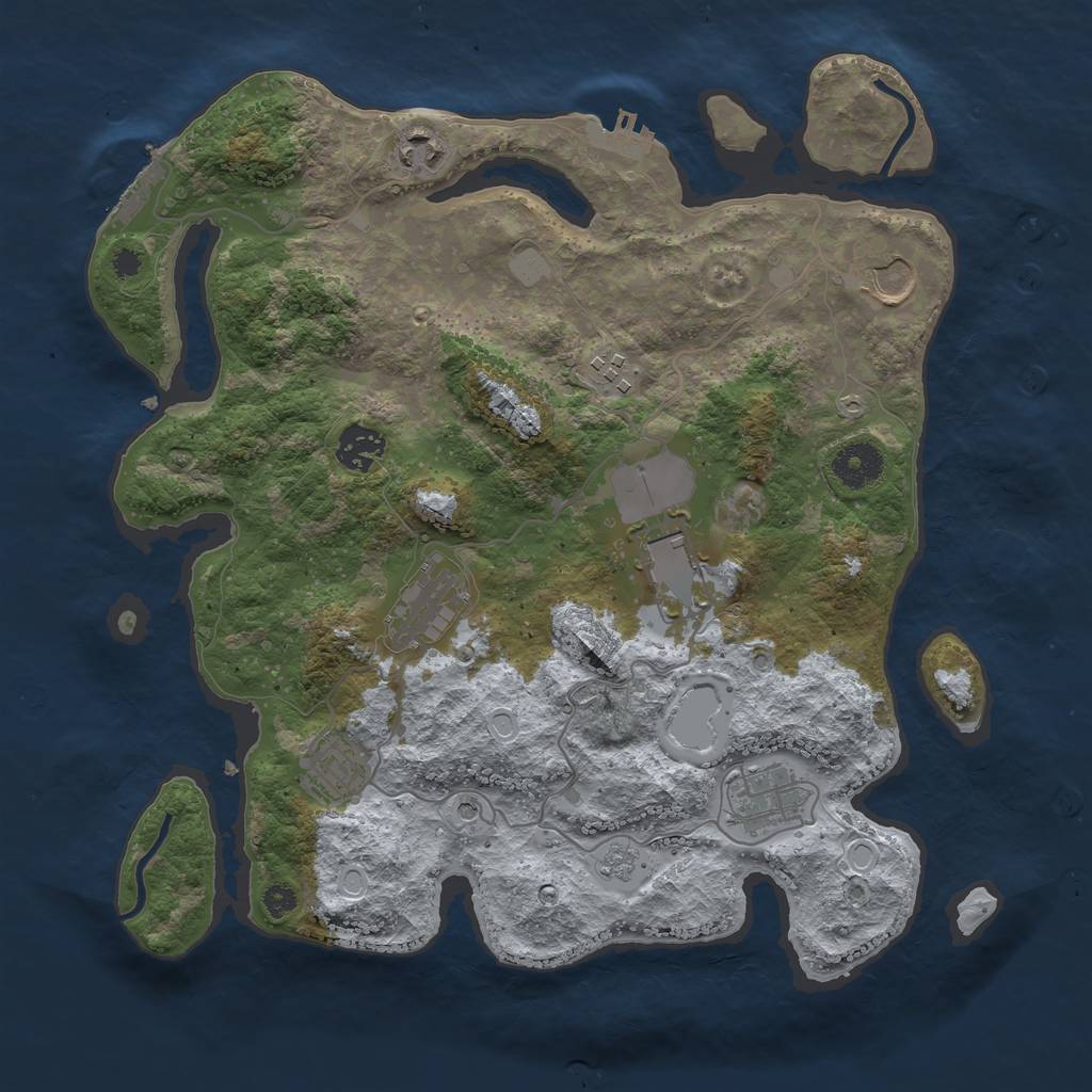 Rust Map: Procedural Map, Size: 3500, Seed: 56456745, 15 Monuments