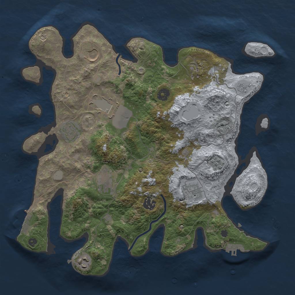 Rust Map: Procedural Map, Size: 3500, Seed: 774407978, 15 Monuments