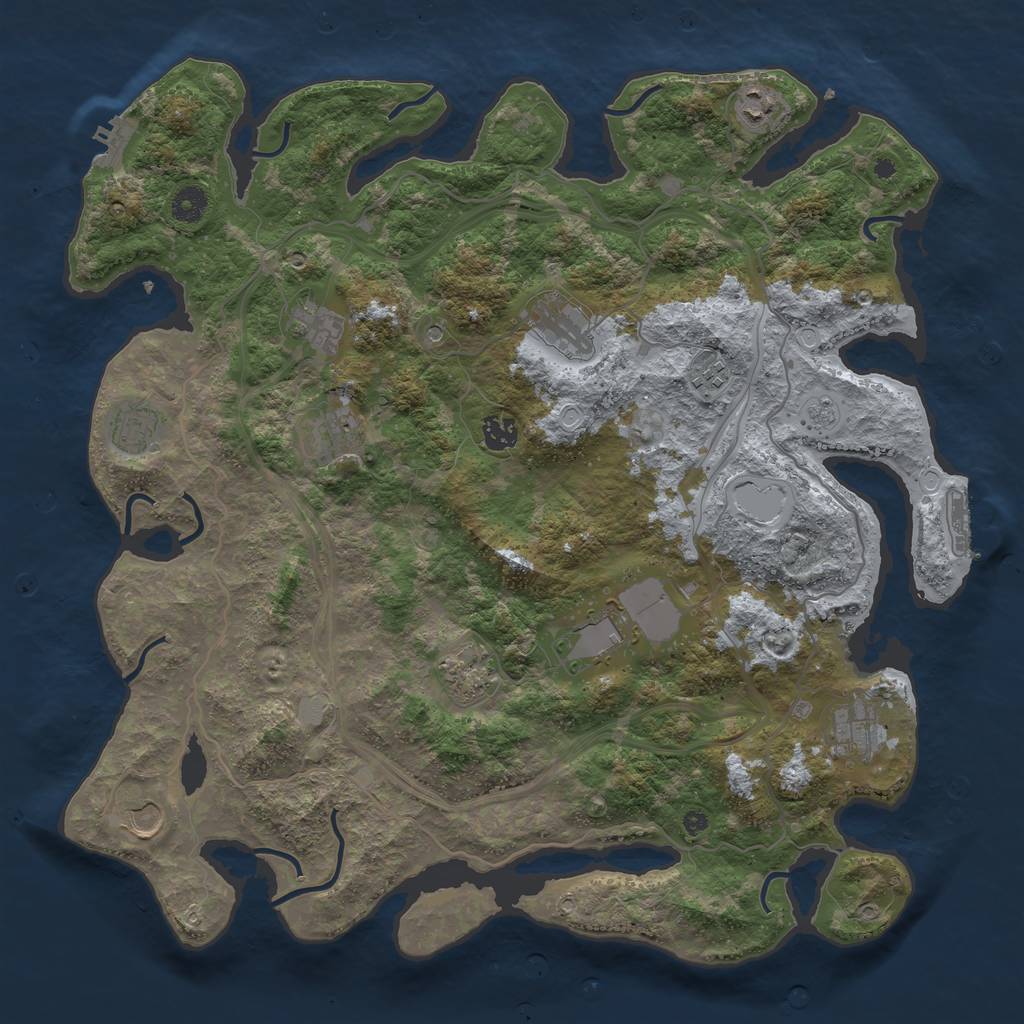 Rust Map: Procedural Map, Size: 4250, Seed: 991206190, 18 Monuments