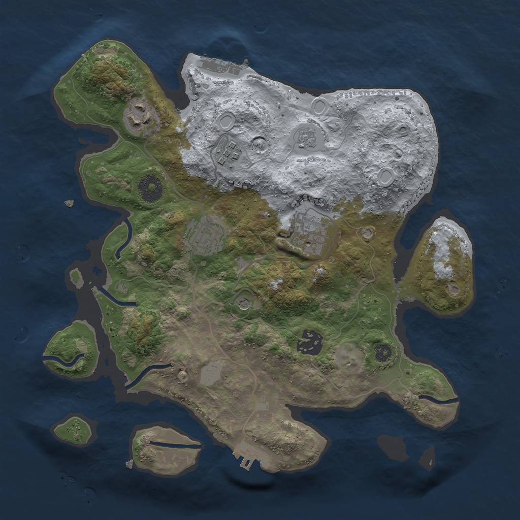 Rust Map: Procedural Map, Size: 3000, Seed: 821571416, 12 Monuments