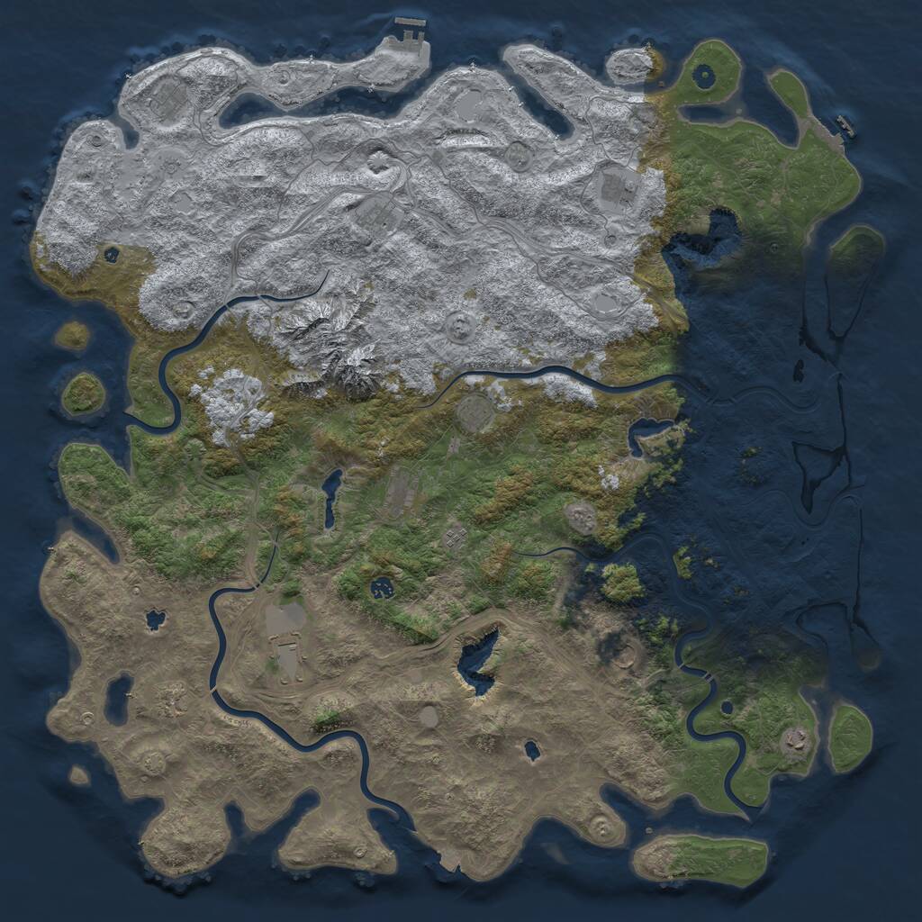 Rust Map: Procedural Map, Size: 6000, Seed: 1374, 17 Monuments