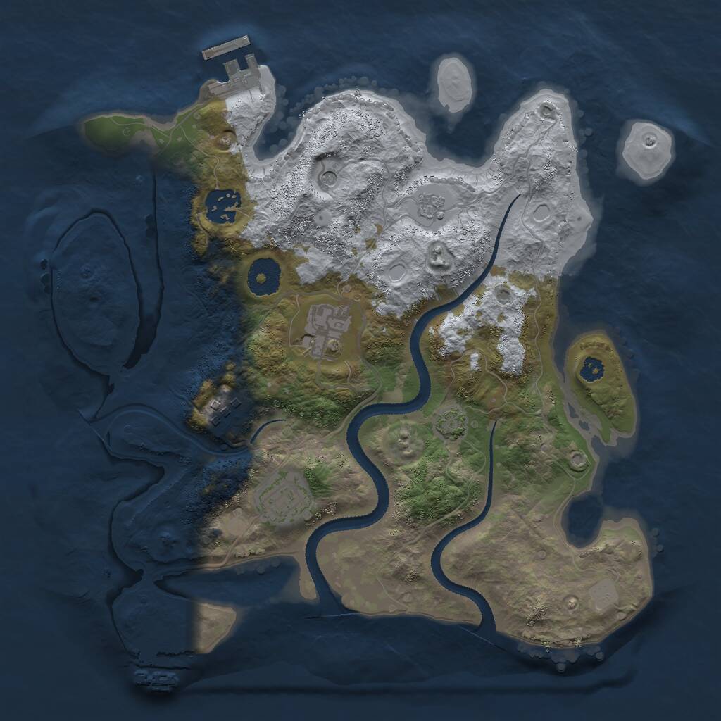 Rust Map: Procedural Map, Size: 3000, Seed: 2080937270, 10 Monuments