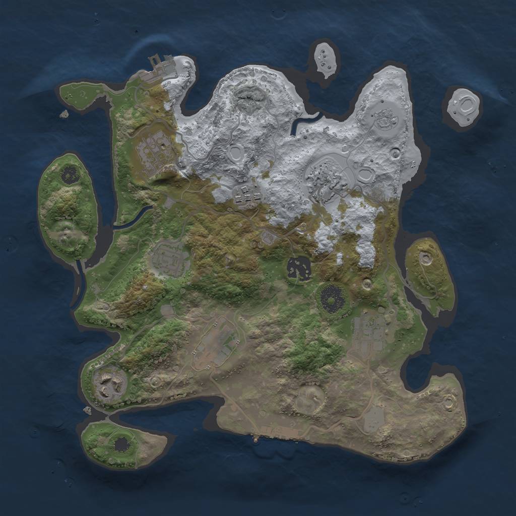 Rust Map: Procedural Map, Size: 3000, Seed: 2080937270, 14 Monuments