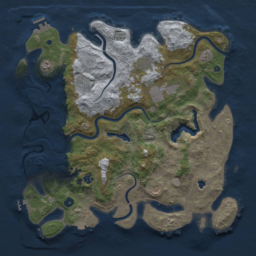 Rust Map: Procedural Map, Size: 4050, Seed: 596264708, 13 Monuments