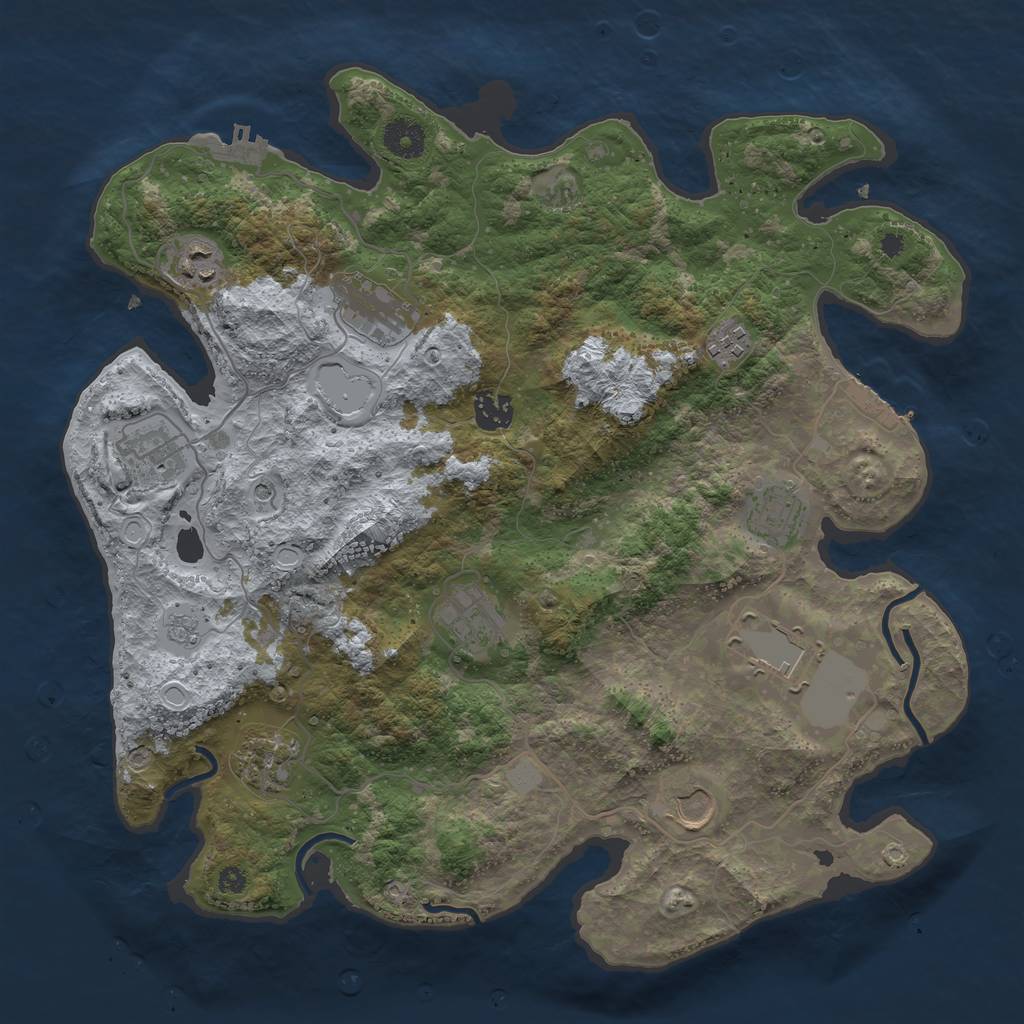 Rust Map: Procedural Map, Size: 3735, Seed: 22269, 17 Monuments