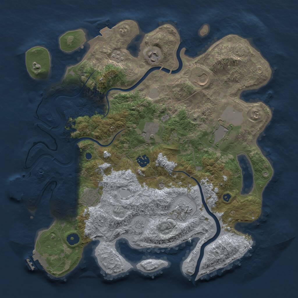 Rust Map: Procedural Map, Size: 3700, Seed: 176313228, 14 Monuments