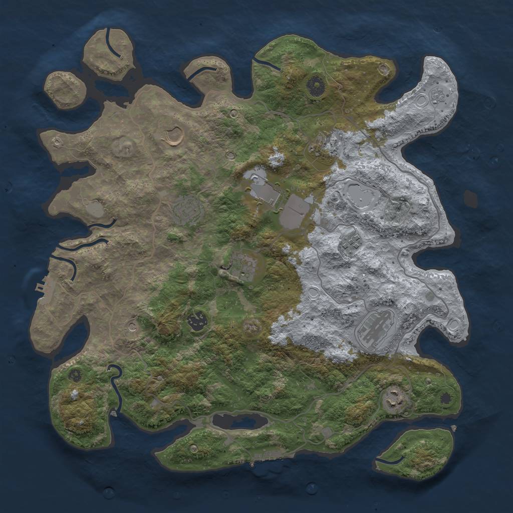 Rust Map: Procedural Map, Size: 4000, Seed: 651643, 16 Monuments
