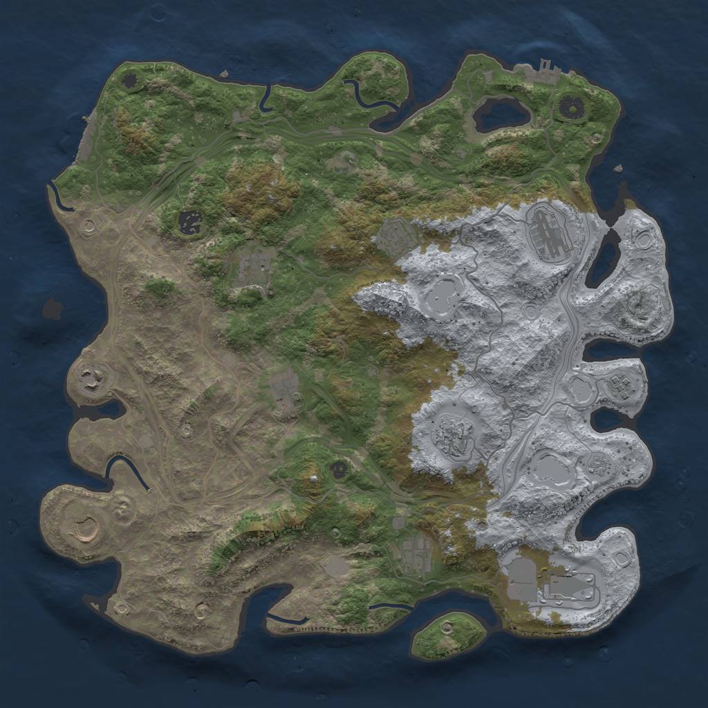 Rust Map: Procedural Map, Size: 4250, Seed: 2061839185, 18 Monuments