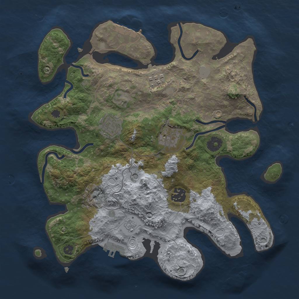 Rust Map: Procedural Map, Size: 3000, Seed: 2145692, 11 Monuments