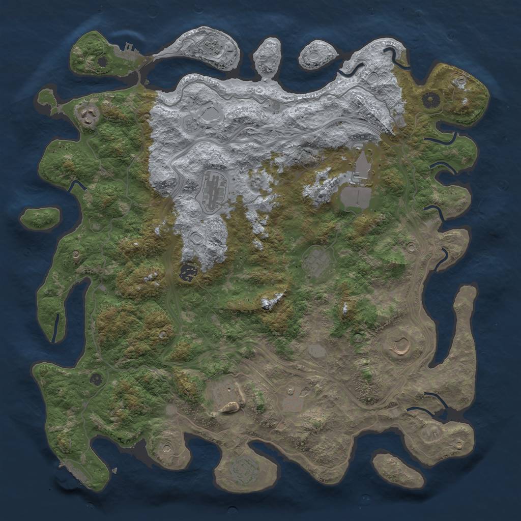 Rust Map: Procedural Map, Size: 4500, Seed: 1205831746, 17 Monuments