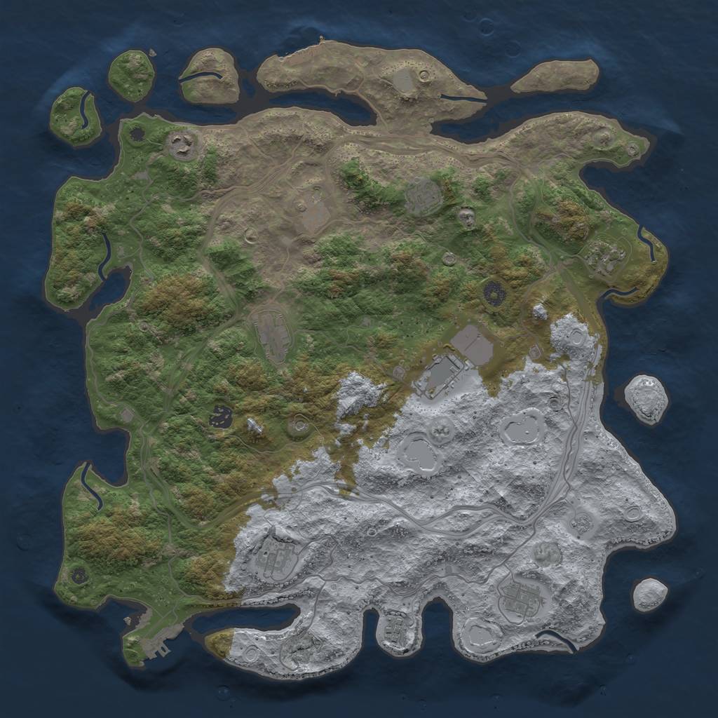 Rust Map: Procedural Map, Size: 4500, Seed: 896158856, 17 Monuments