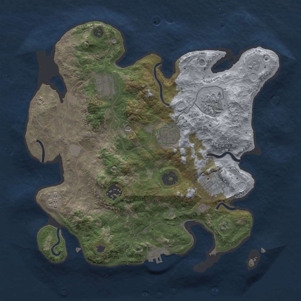 Rust Map: Procedural Map, Size: 3000, Seed: 1979159792, 12 Monuments