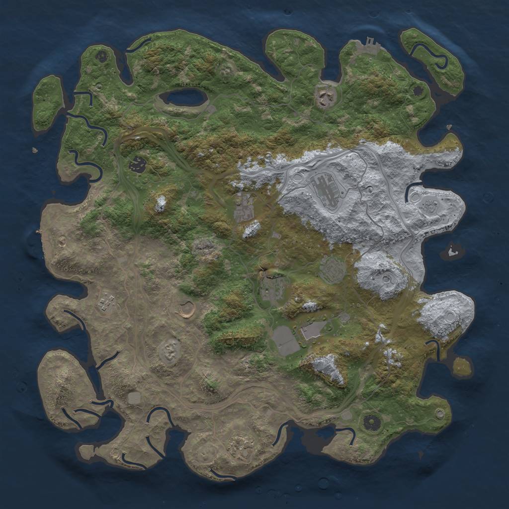 Rust Map: Procedural Map, Size: 4500, Seed: 2144879921, 17 Monuments