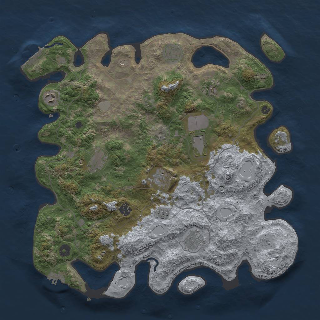 Rust Map: Procedural Map, Size: 4000, Seed: 398155199, 16 Monuments