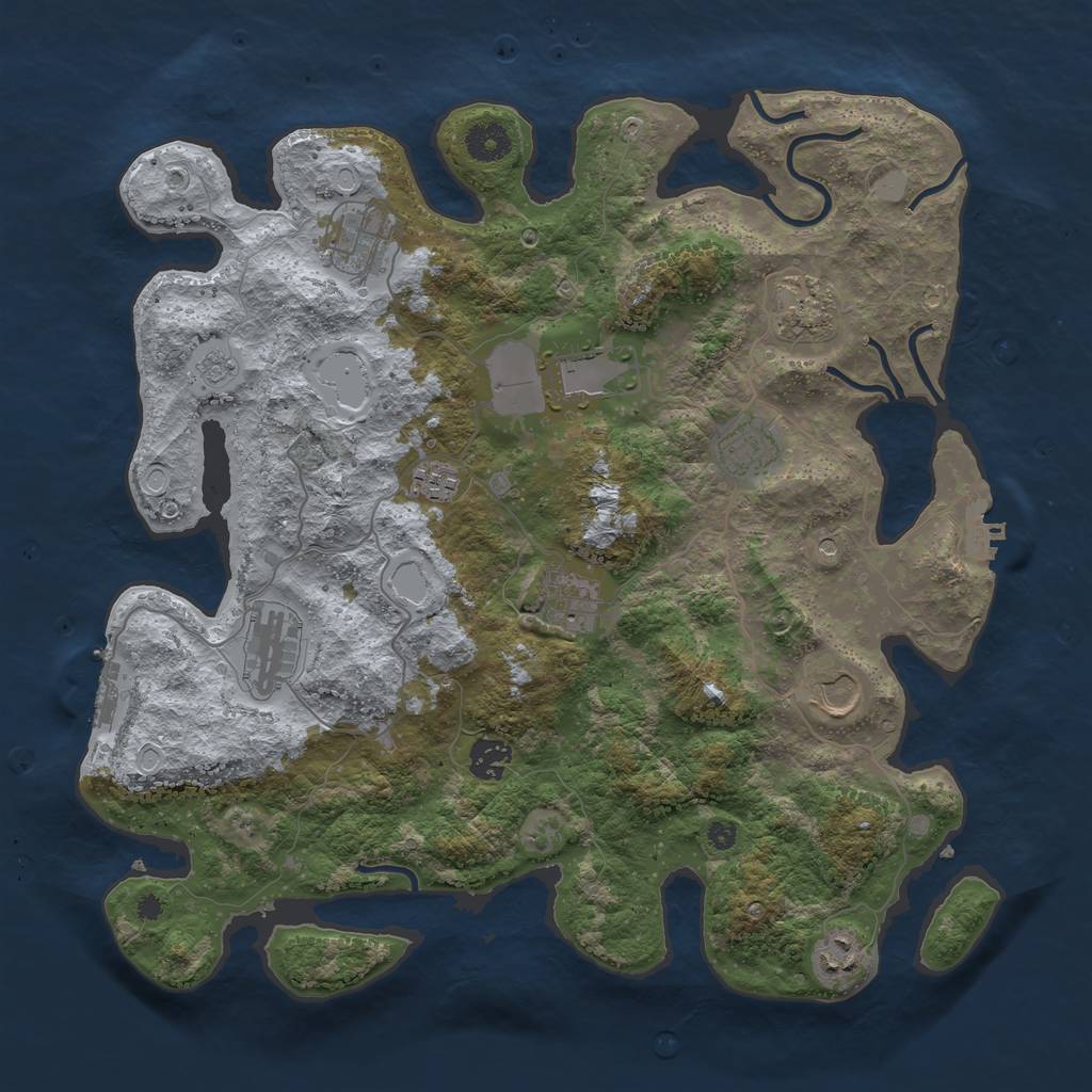 Rust Map: Procedural Map, Size: 3850, Seed: 44288, 17 Monuments