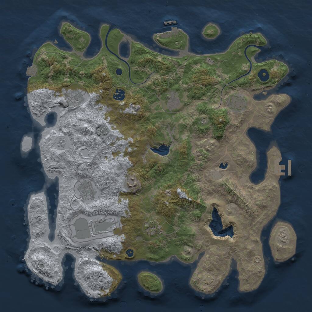 Rust Map: Procedural Map, Size: 4000, Seed: 713701, 15 Monuments