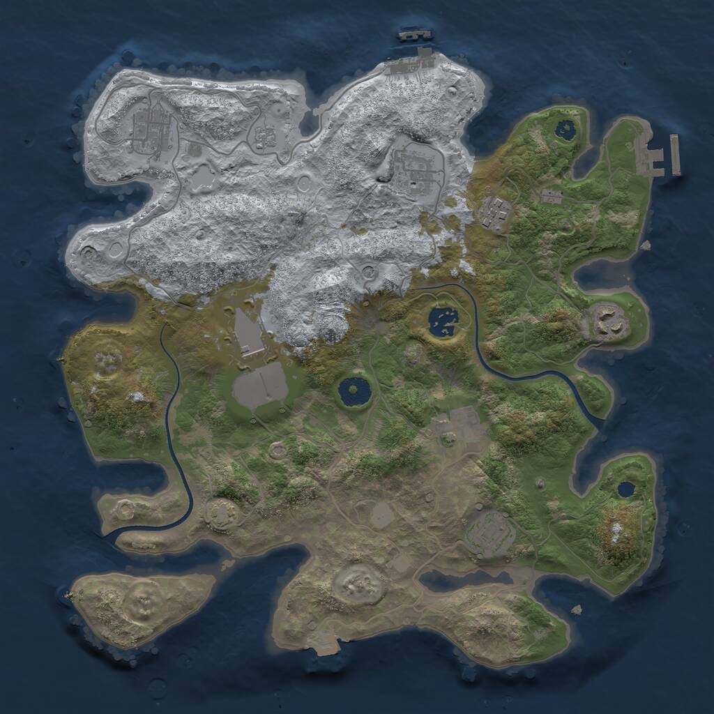 Rust Map: Procedural Map, Size: 3500, Seed: 14833290, 14 Monuments