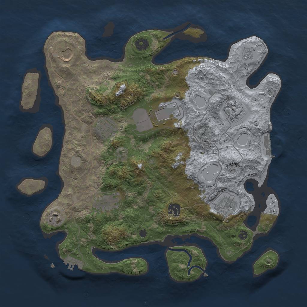 Rust Map: Procedural Map, Size: 3500, Seed: 865195008, 15 Monuments