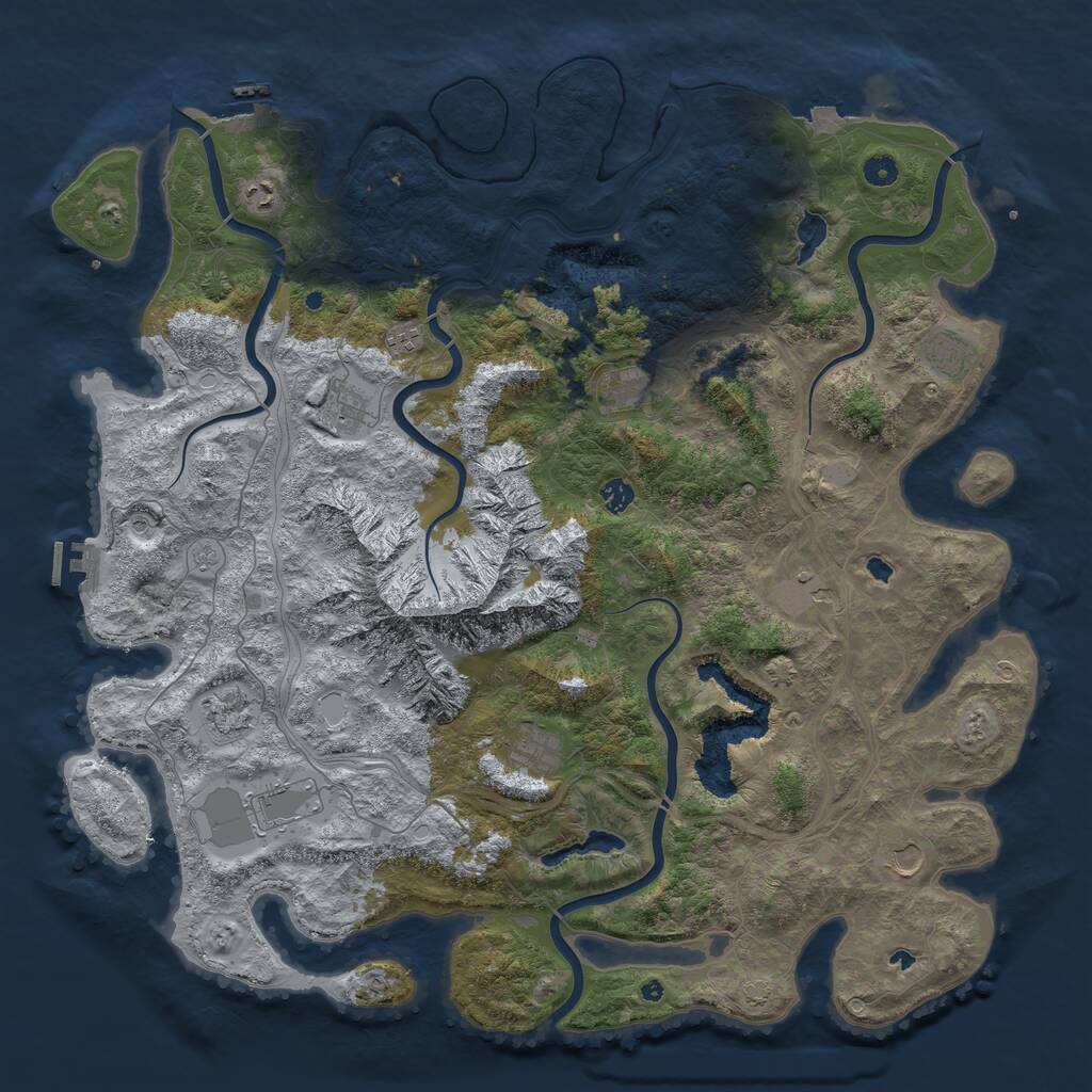 Rust Map: Procedural Map, Size: 5000, Seed: 2018615212, 17 Monuments