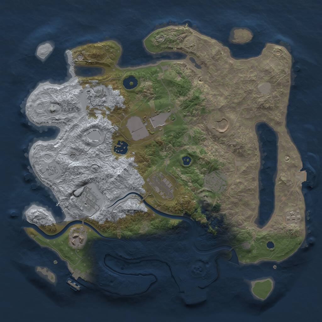 Rust Map: Procedural Map, Size: 3500, Seed: 847074941, 15 Monuments