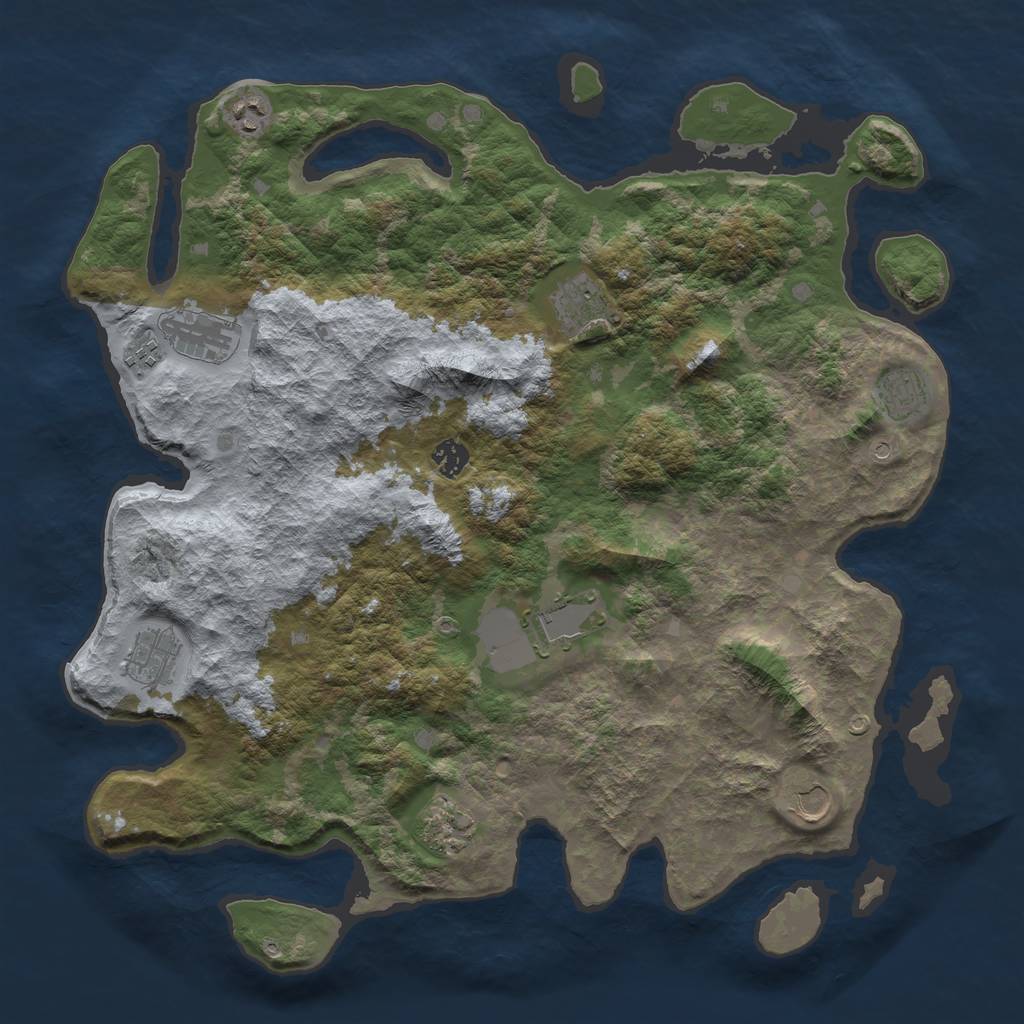 Rust Map: Barren, Size: 4250, Seed: 591391670, 13 Monuments