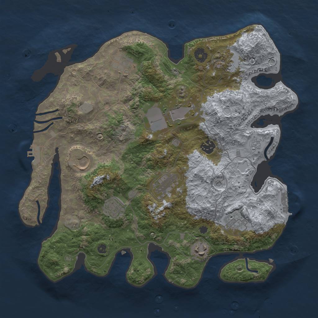 Rust Map: Procedural Map, Size: 3500, Seed: 8252017, 16 Monuments
