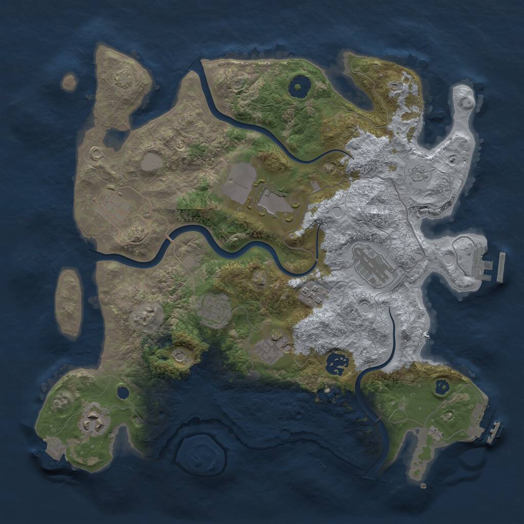 Rust Map: Procedural Map, Size: 3500, Seed: 54963, 14 Monuments