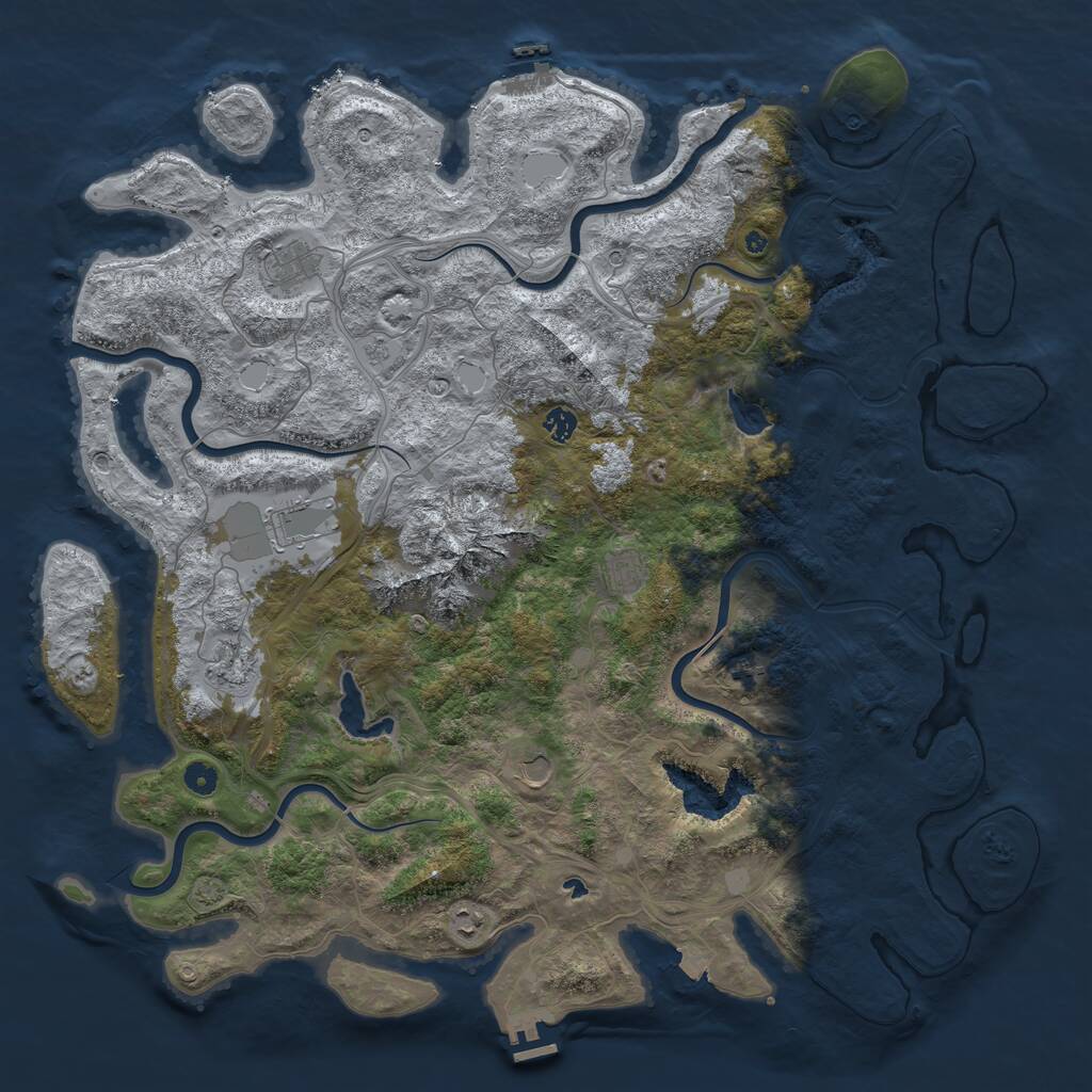 Rust Map: Procedural Map, Size: 5000, Seed: 4358926, 14 Monuments