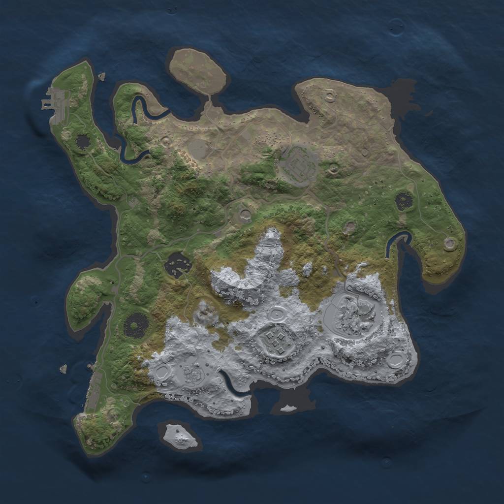 Rust Map: Procedural Map, Size: 3000, Seed: 2453270, 11 Monuments
