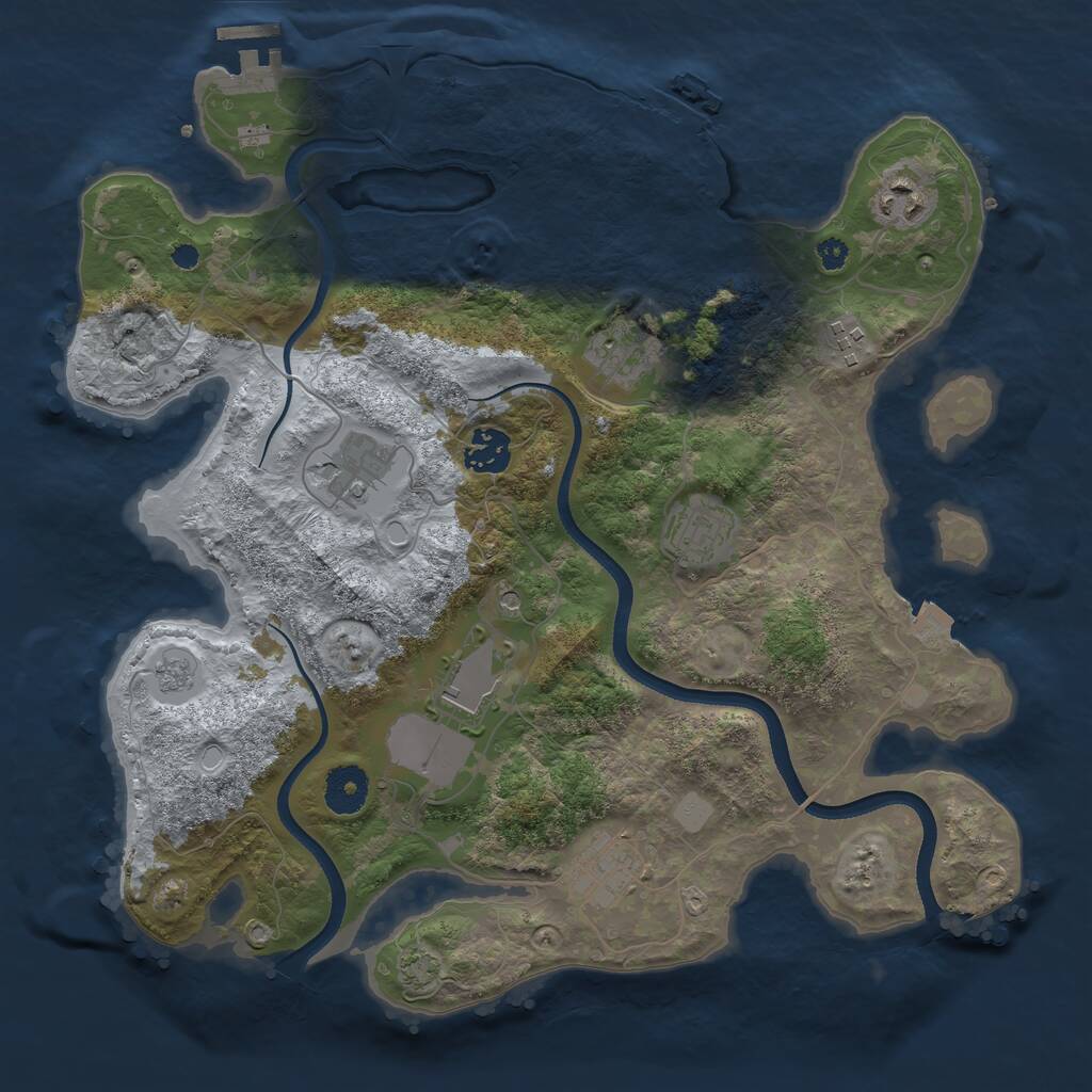 Rust Map: Procedural Map, Size: 3500, Seed: 364973425, 14 Monuments