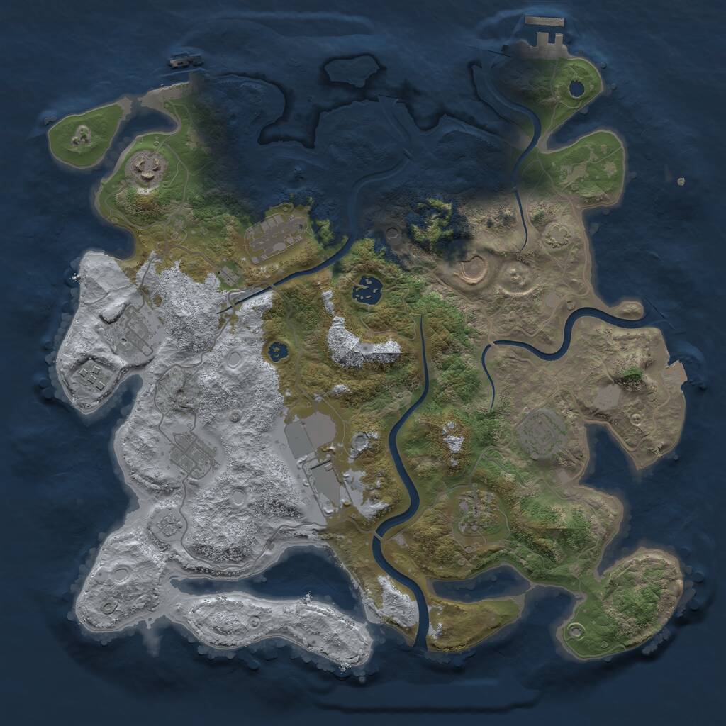 Rust Map: Procedural Map, Size: 3767, Seed: 1168690724, 16 Monuments