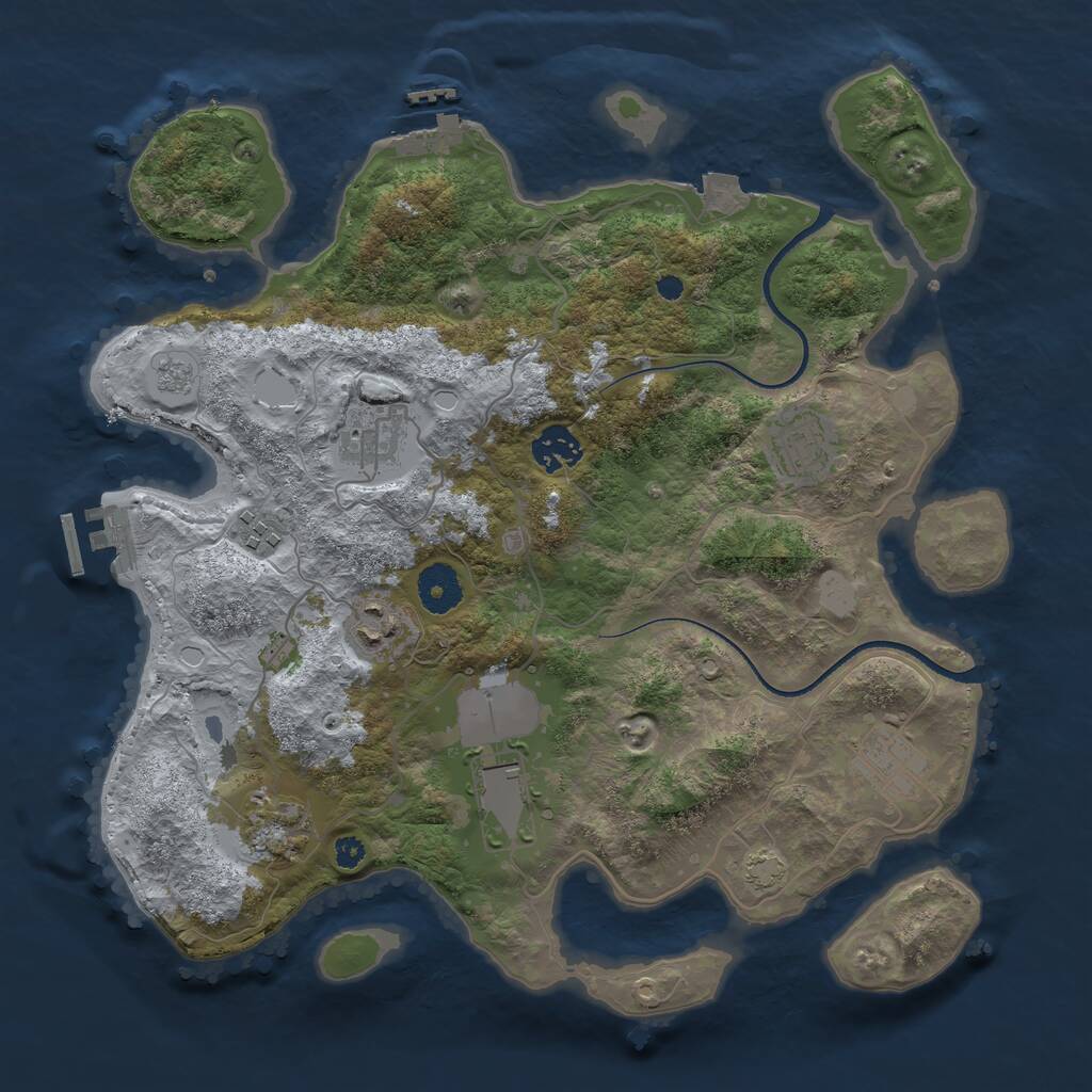 Rust Map: Procedural Map, Size: 3500, Seed: 477776, 13 Monuments