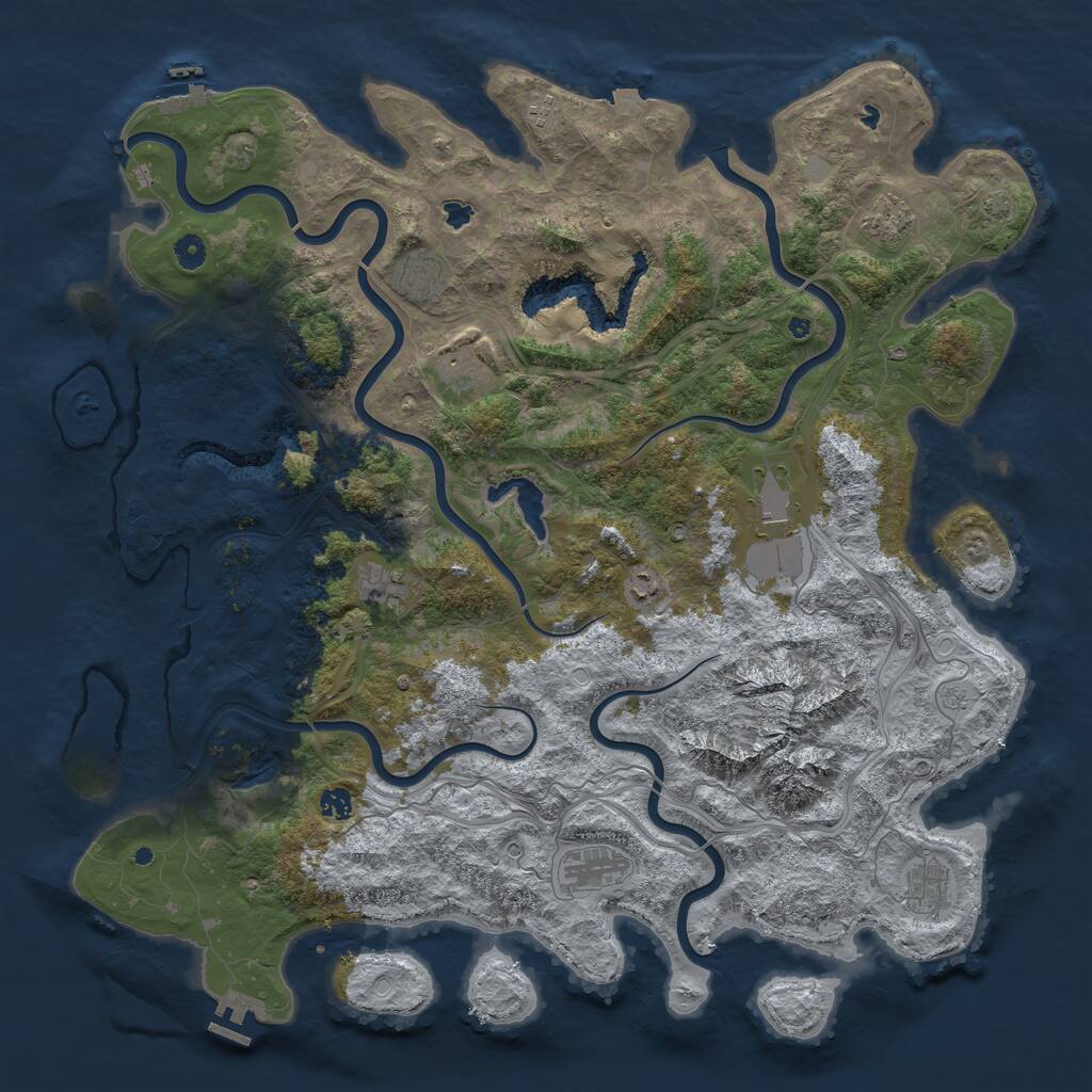 Rust Map: Procedural Map, Size: 5000, Seed: 504261544, 16 Monuments