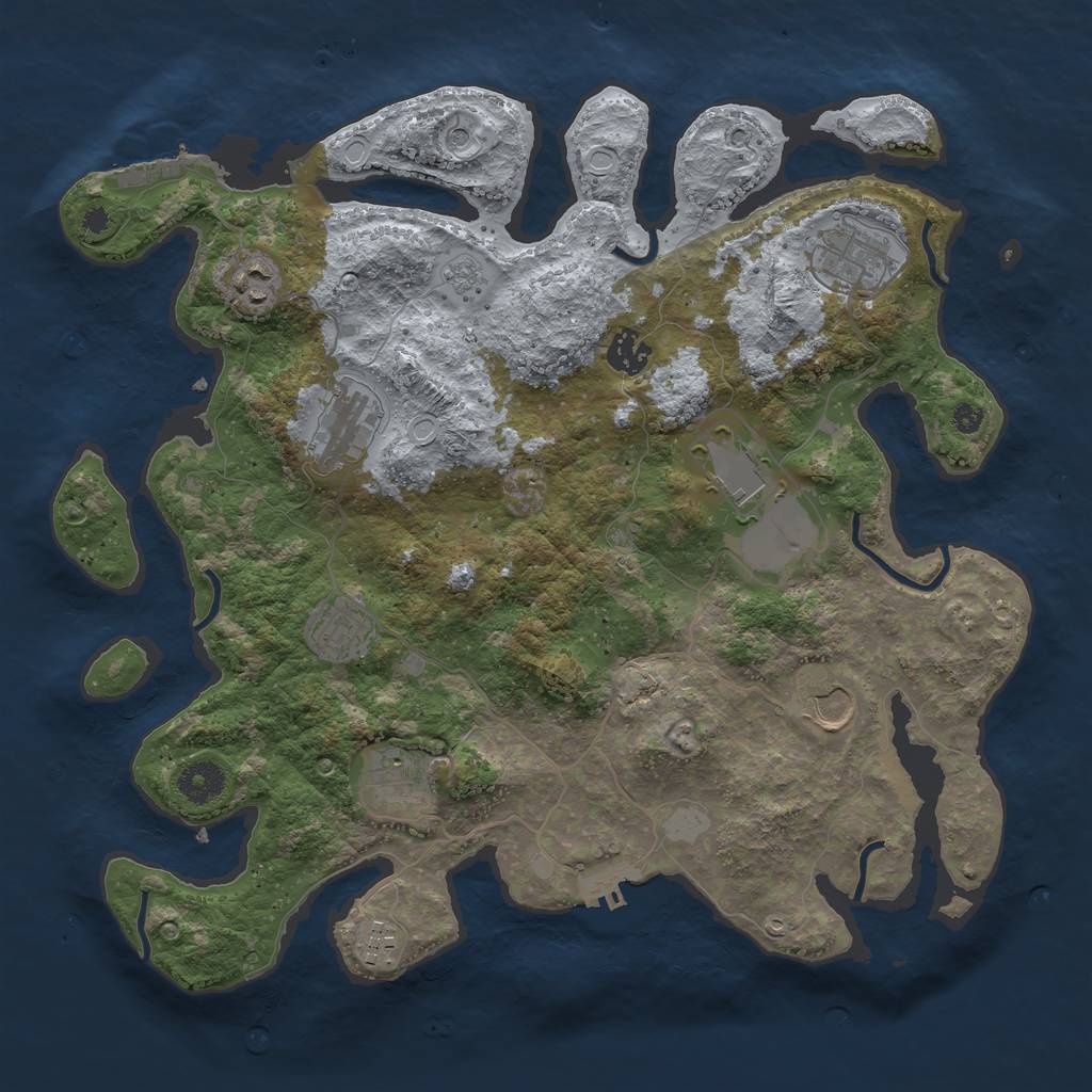 Rust Map: Procedural Map, Size: 3750, Seed: 456159, 16 Monuments