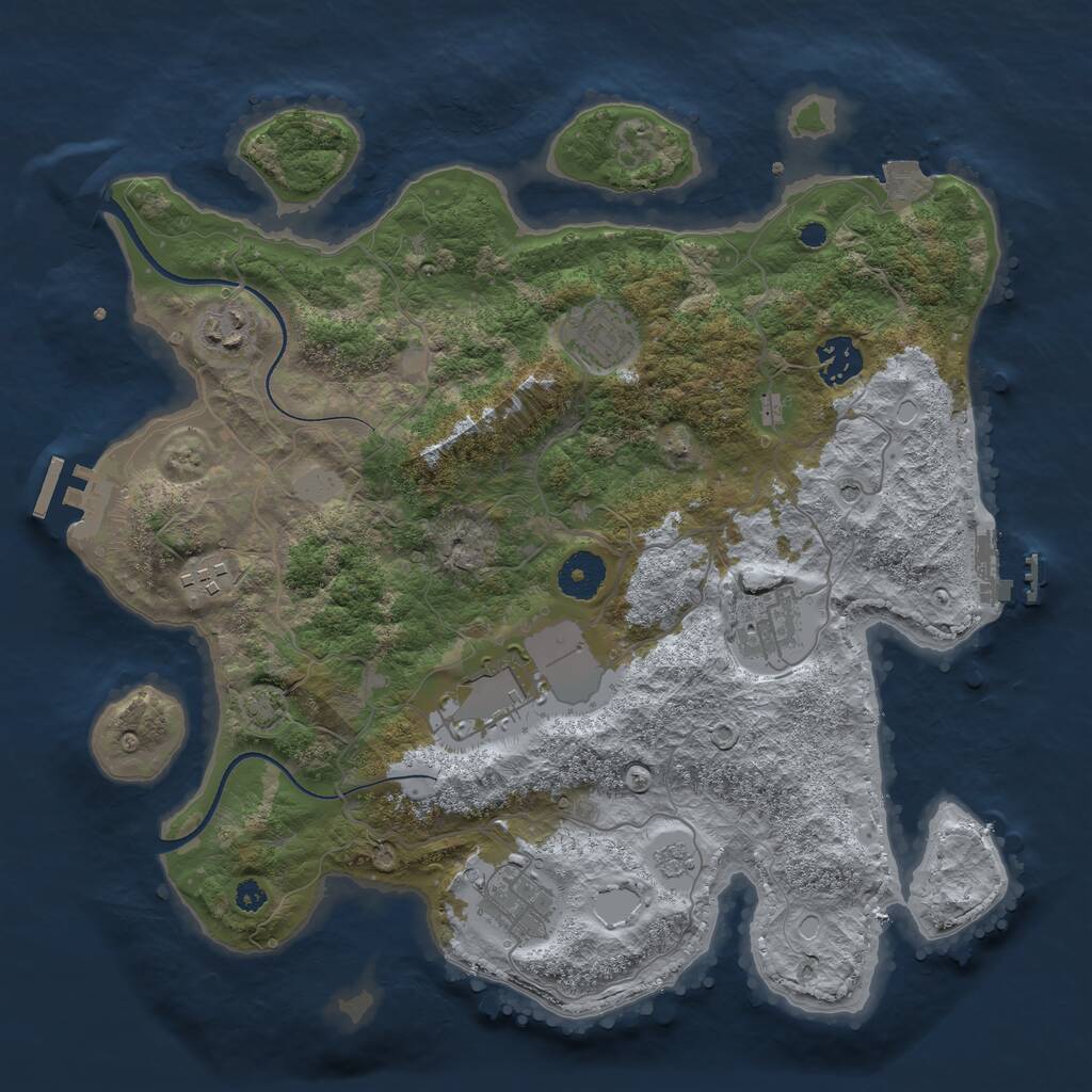Rust Map: Procedural Map, Size: 3500, Seed: 16910, 13 Monuments