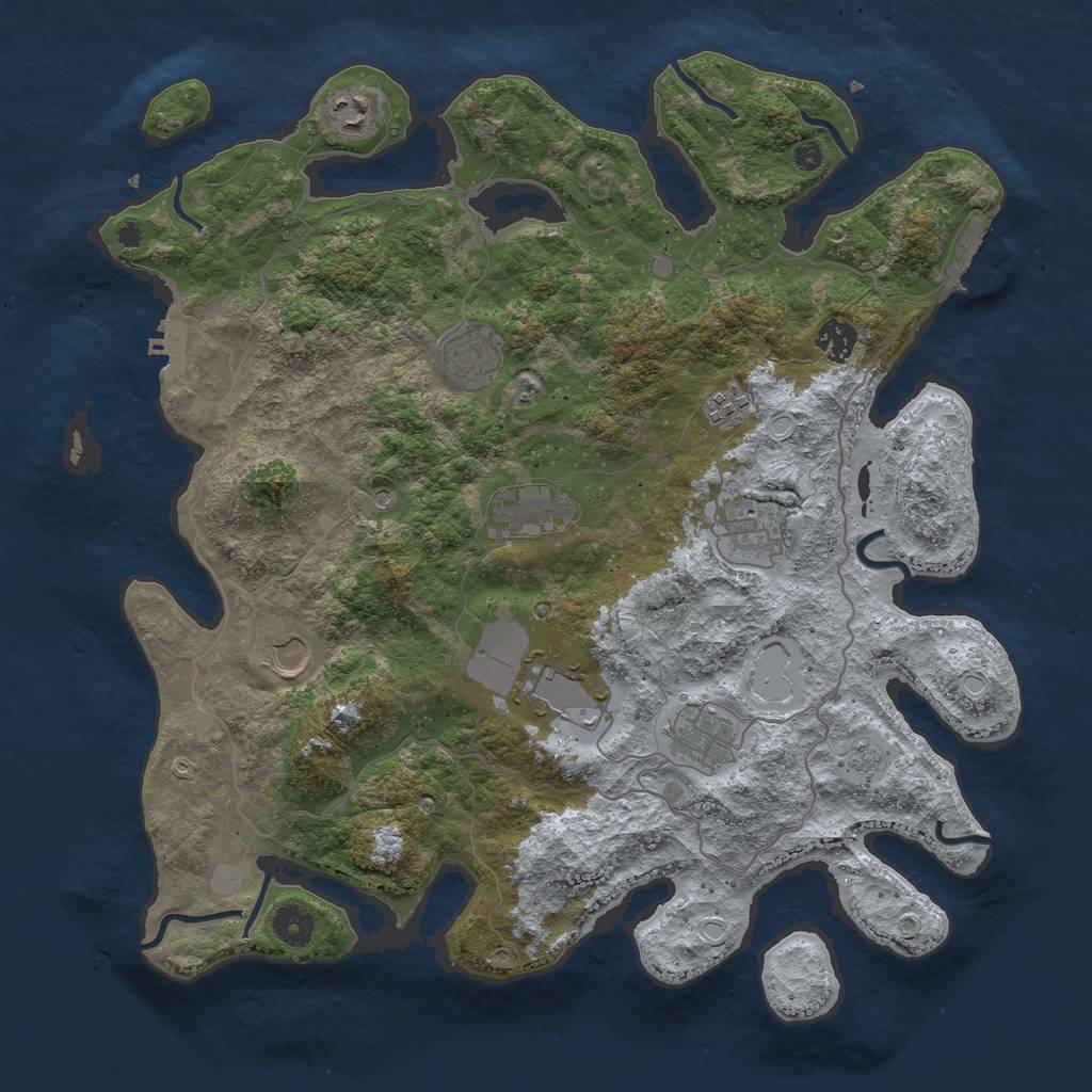 Rust Map: Procedural Map, Size: 4000, Seed: 745522268, 16 Monuments