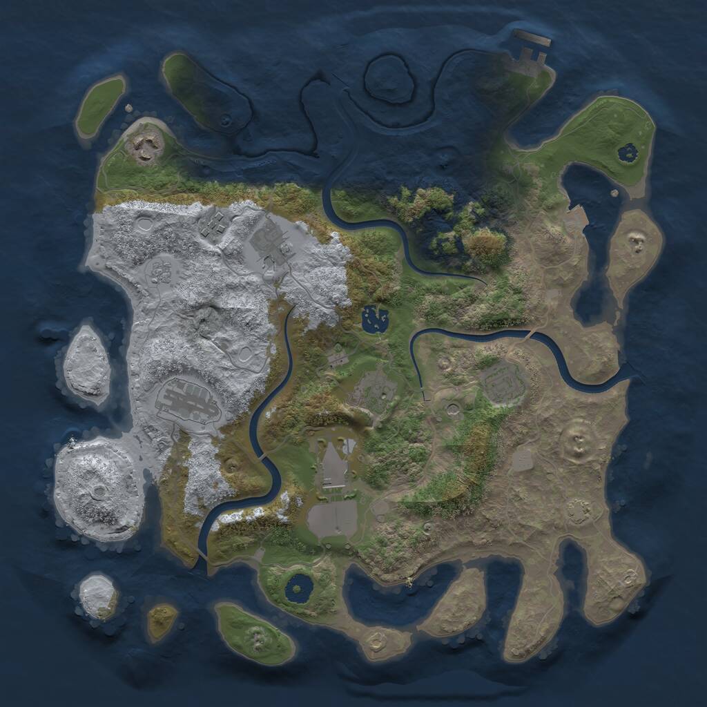 Rust Map: Procedural Map, Size: 3700, Seed: 727363301, 13 Monuments