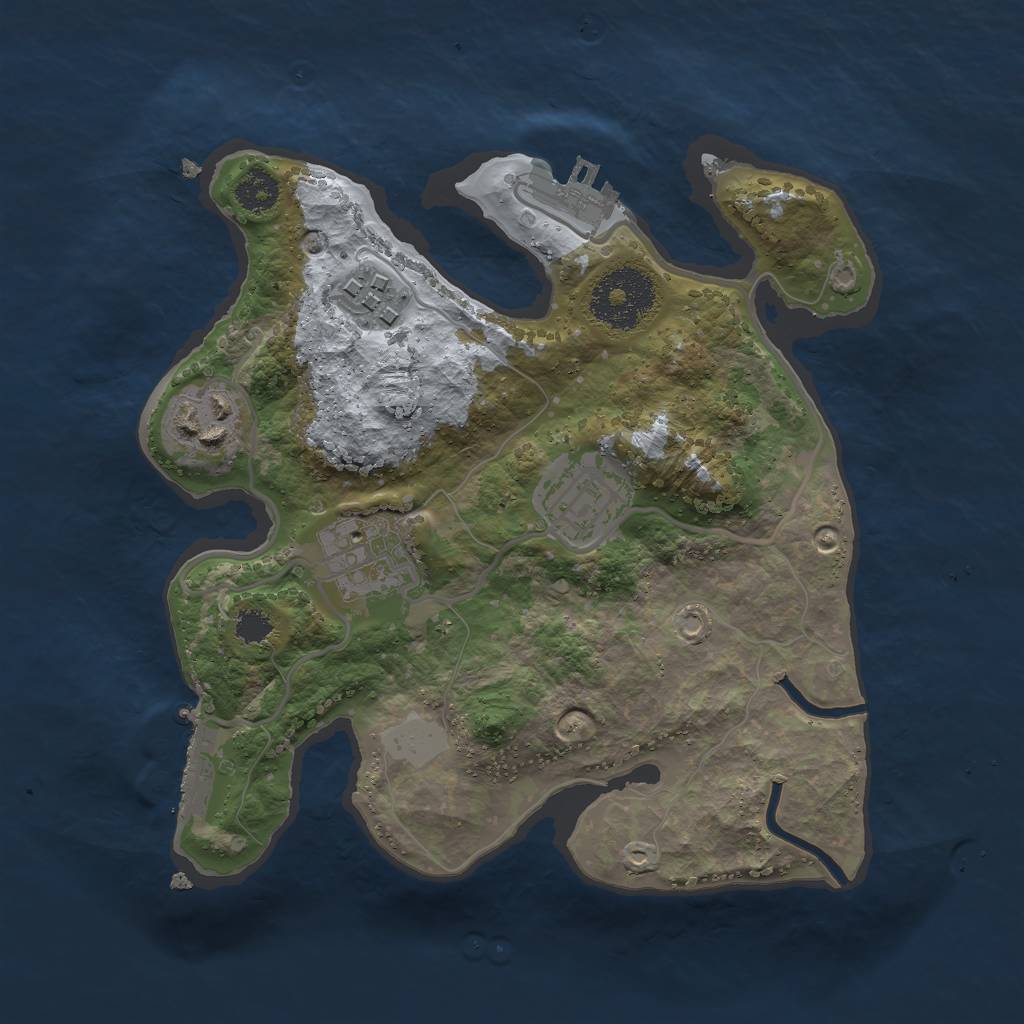 Rust Map: Procedural Map, Size: 2500, Seed: 58958165, 9 Monuments