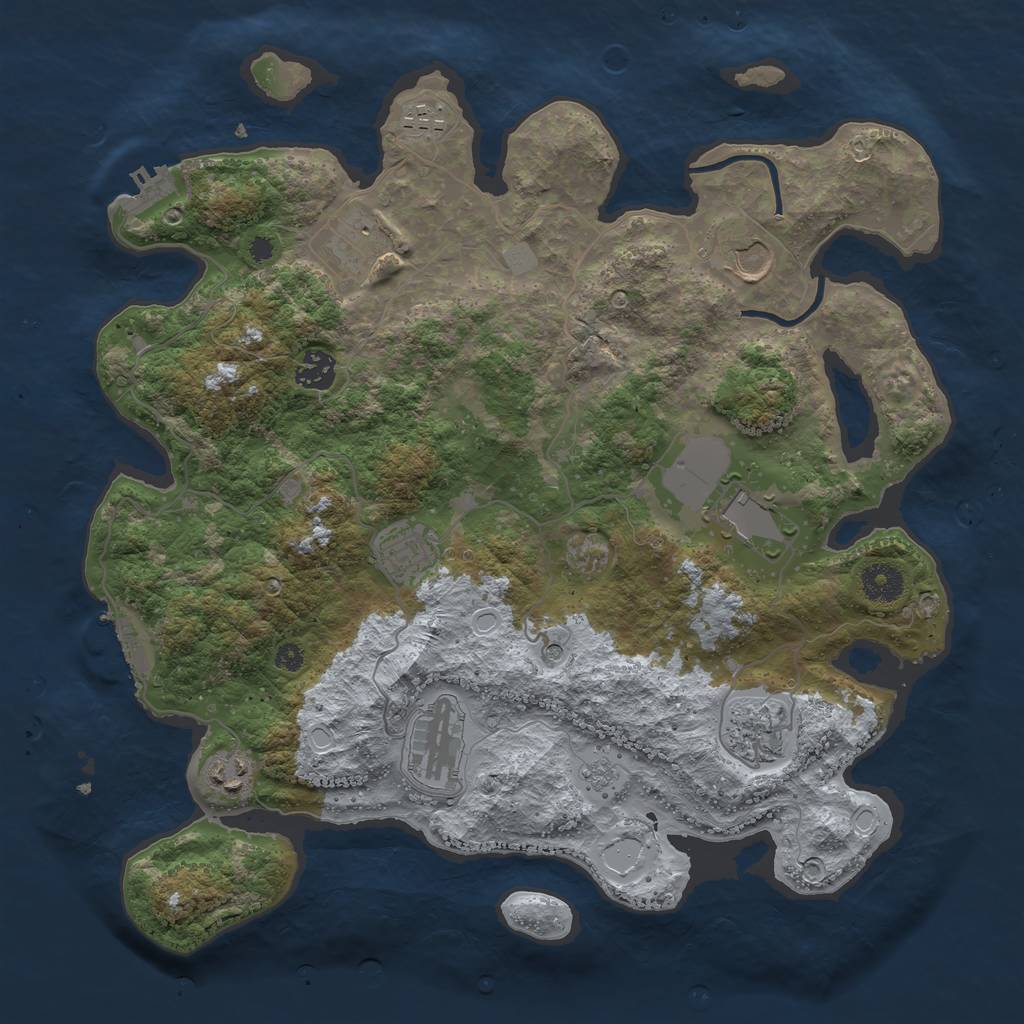 Rust Map: Procedural Map, Size: 3750, Seed: 859861200, 16 Monuments