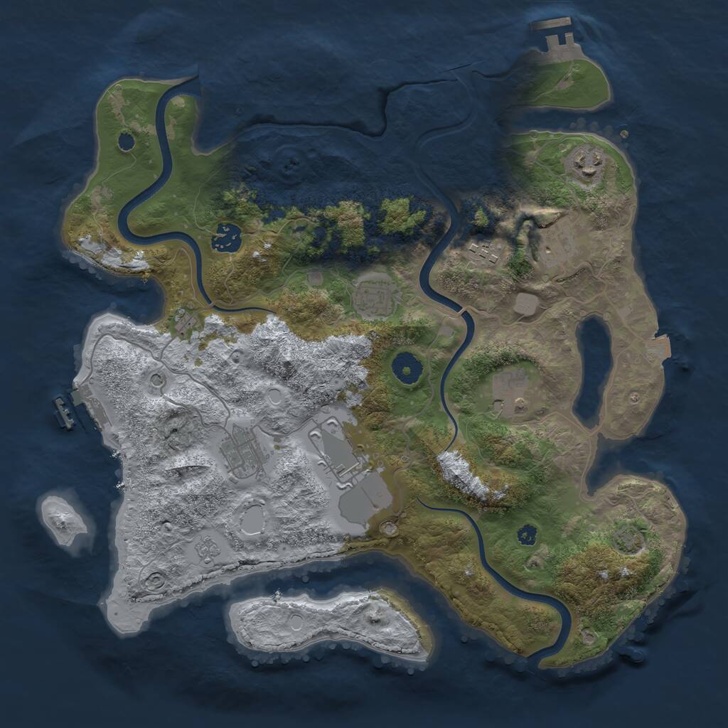 Rust Map: Procedural Map, Size: 3600, Seed: 868441739, 14 Monuments
