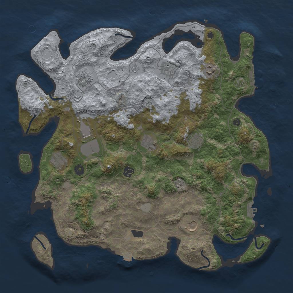 Rust Map: Procedural Map, Size: 4096, Seed: 156516195, 18 Monuments