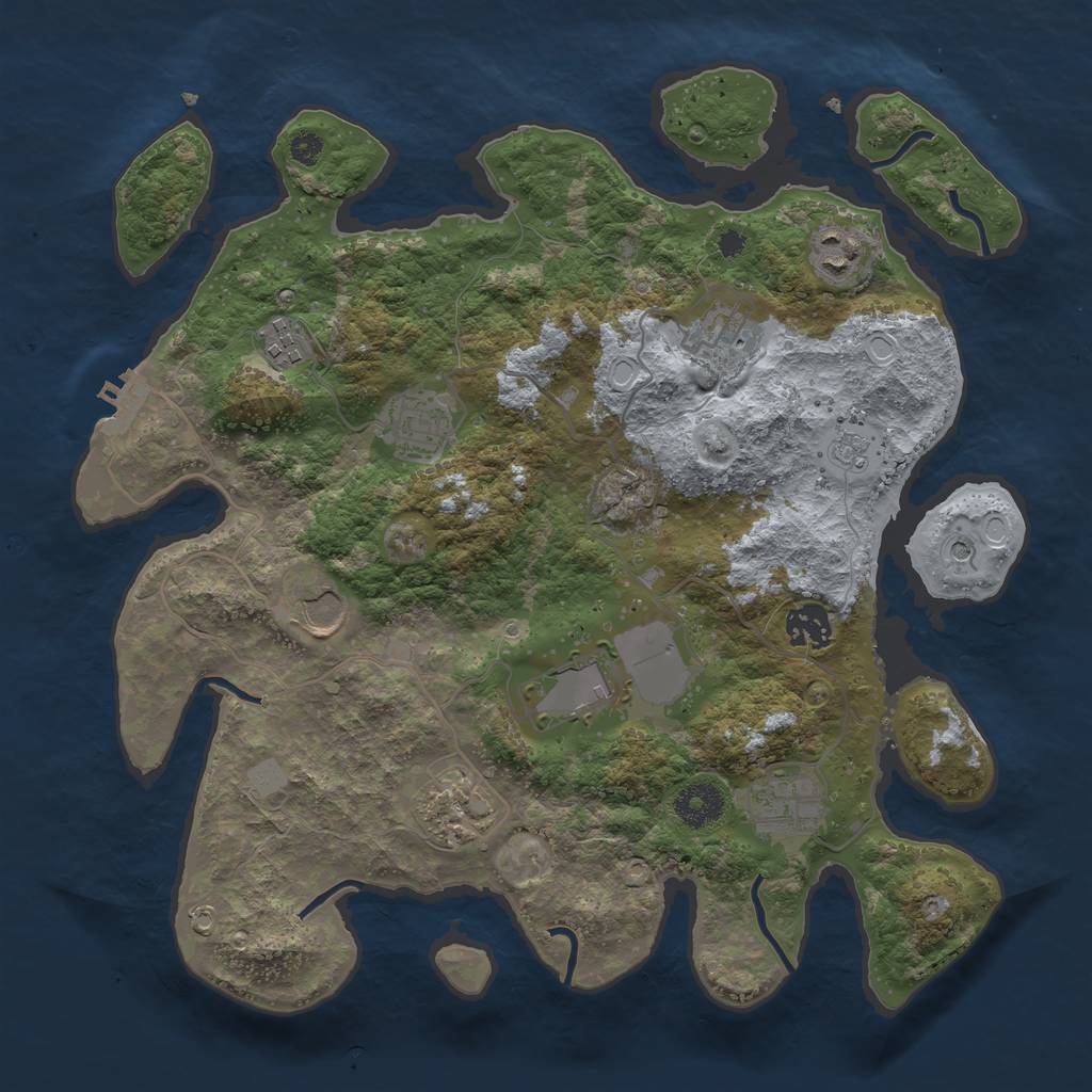 Rust Map: Procedural Map, Size: 3500, Seed: 844067924, 15 Monuments